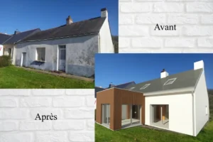 Insertion graphique d'un projet d'extension sur une maison existante